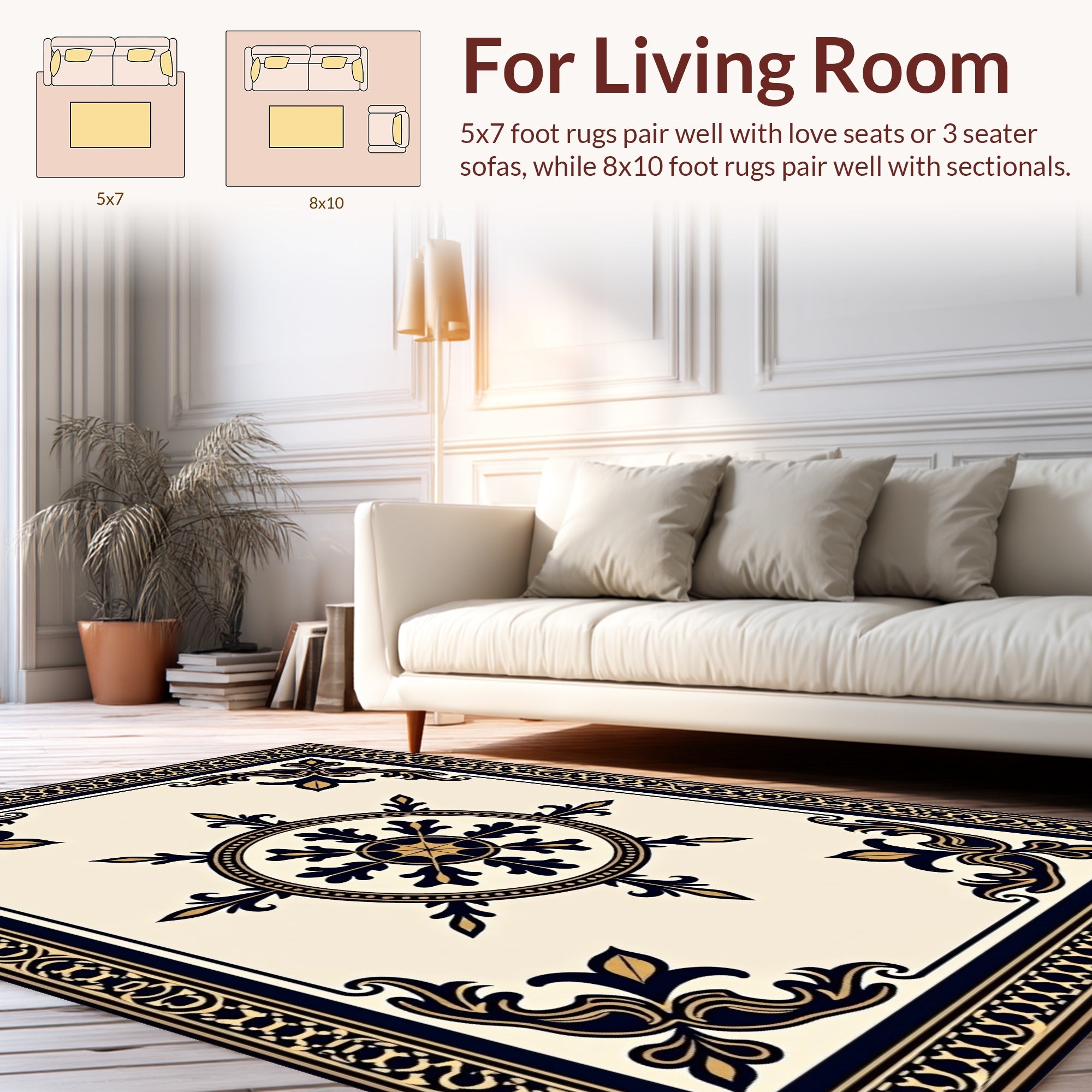 Classic Filigree Sunburst Border Design Rug