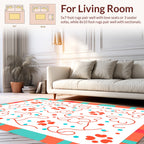 Orange Aqua Heart Swirl Design Rug