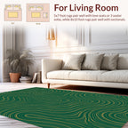 Deep Green Gold Abstract Swirl Pattern Rug