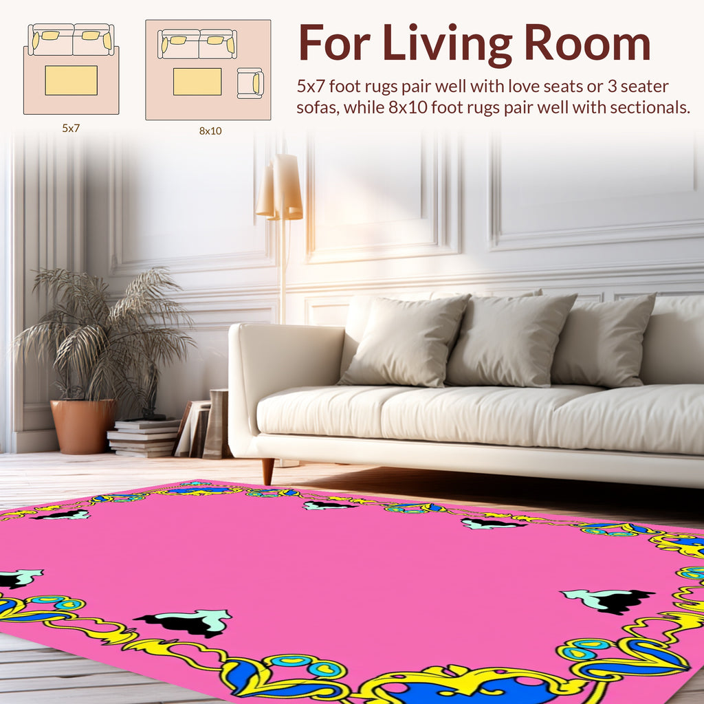 Vibrant Floral Inspired Border Design Rug
