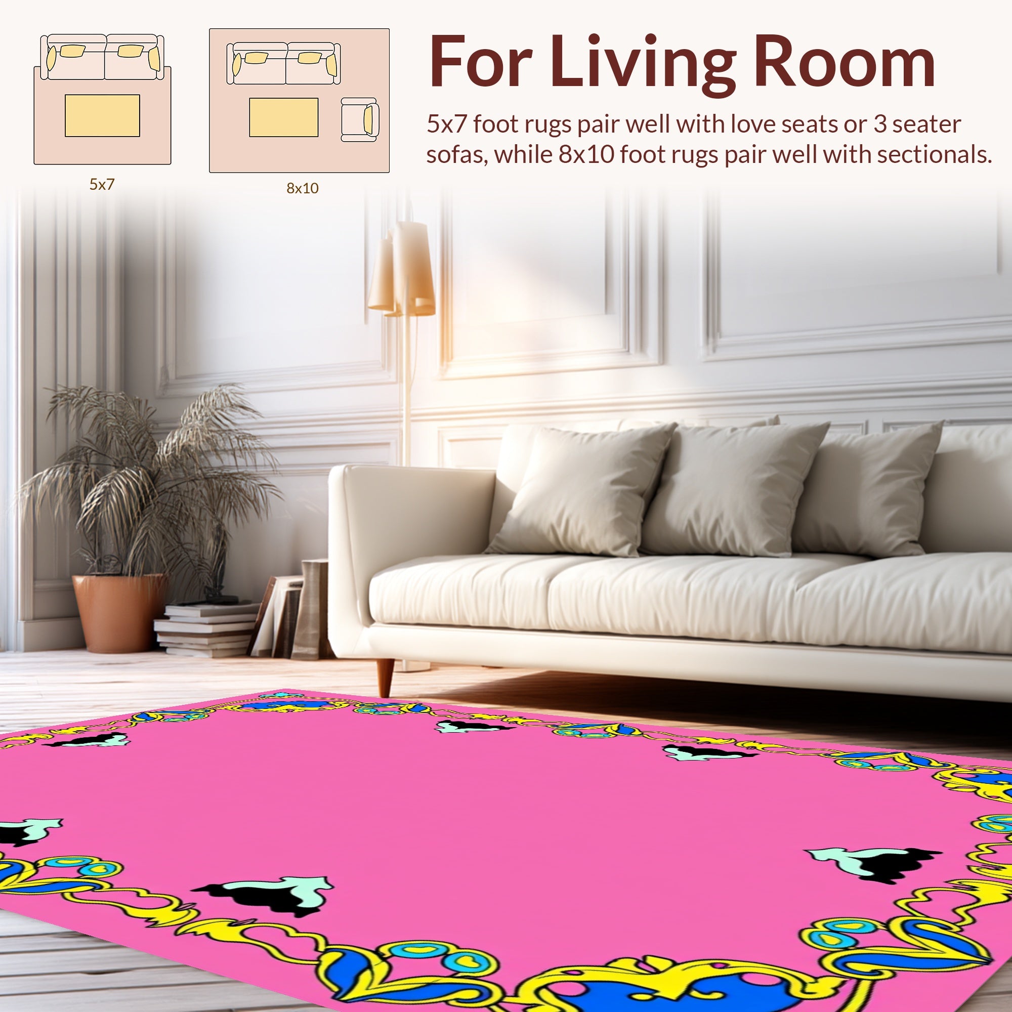 Vibrant Floral Inspired Border Design Rug