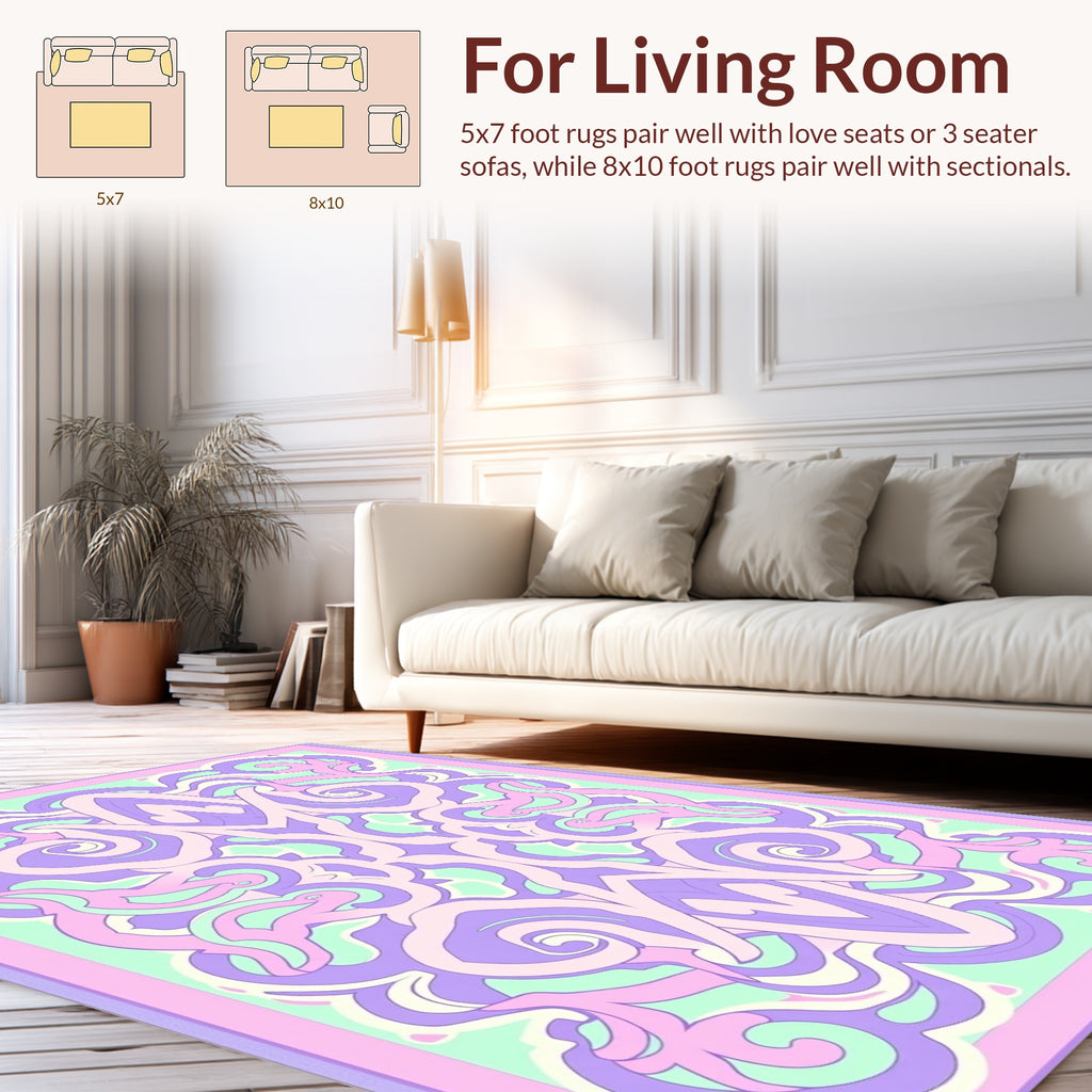 Pastel Floral Swirls Pattern Rug