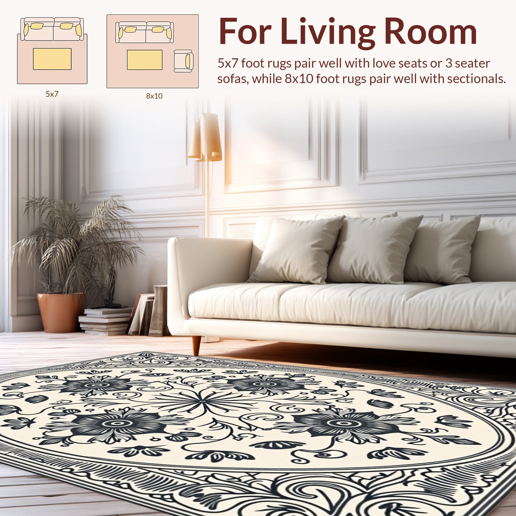 Oval Floral Classic Design Rug