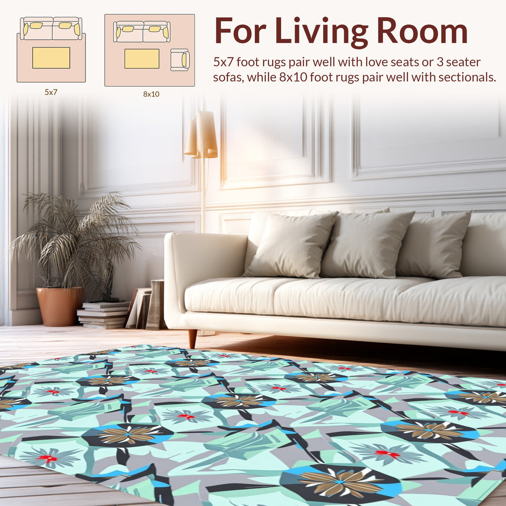 Geometric Floral Abstract Pattern Design Rug