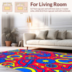 Bold Blue Yellow Abstract Pattern Rug
