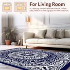 Dark Blue Intricate Floral Mandala Rug