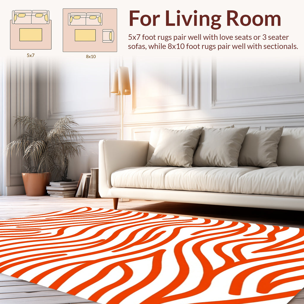 Bold Orange Wavy Line Pattern Rug