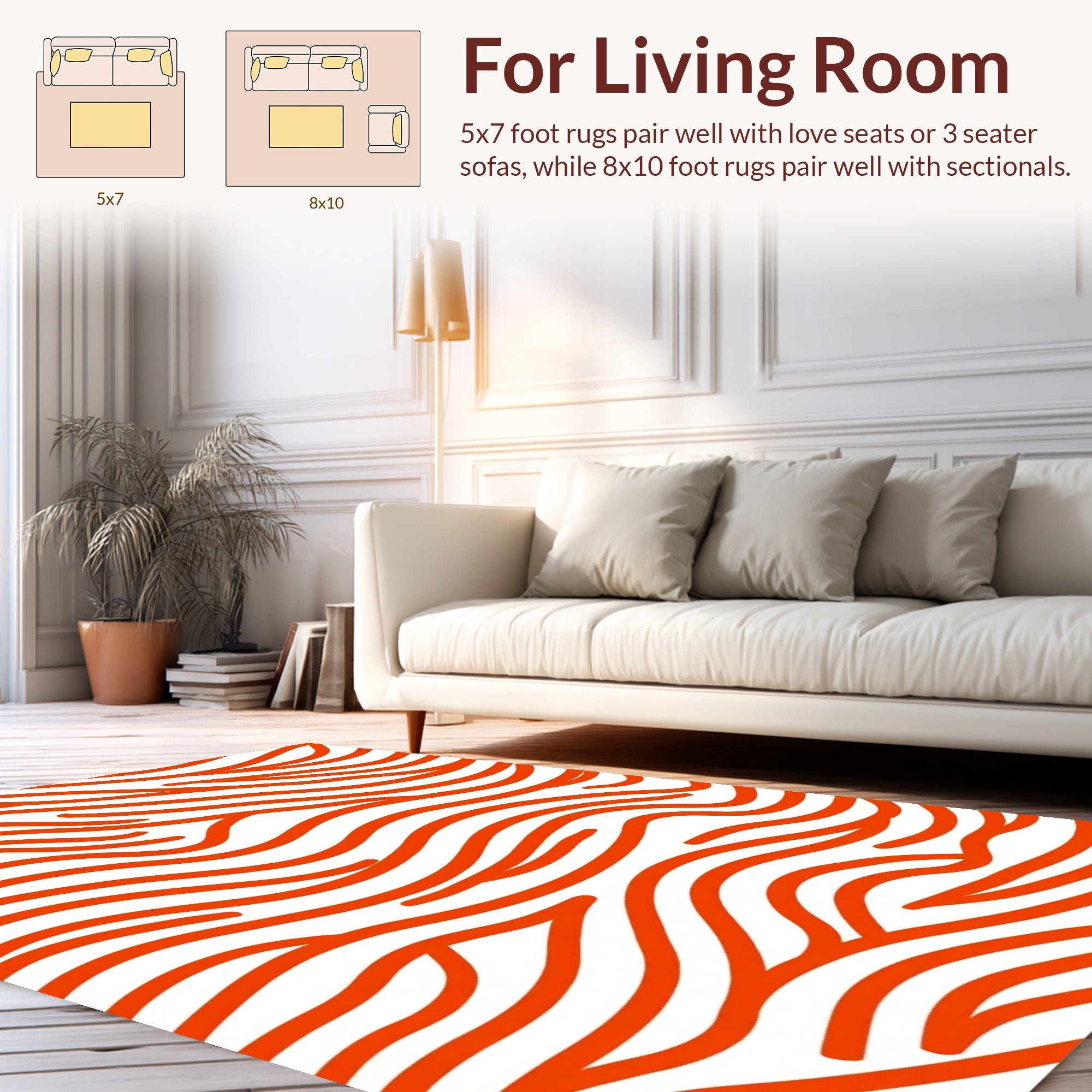 Bold Orange Wavy Line Pattern Rug