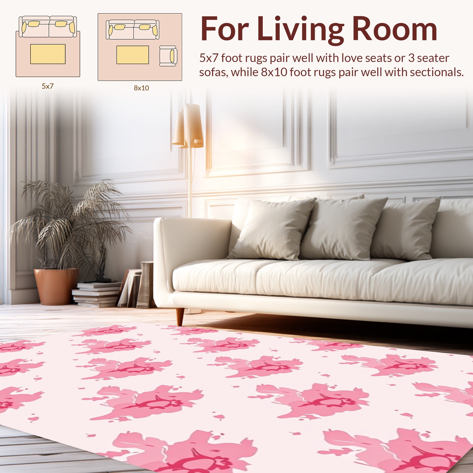 Abstract Pink Floral Splash Pattern Rug
