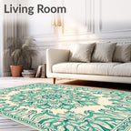 Emerald Mandala Floral Pattern Rug