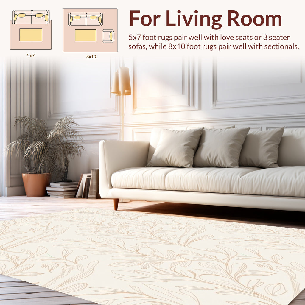 Delicate Botanical Outline Cream Rug