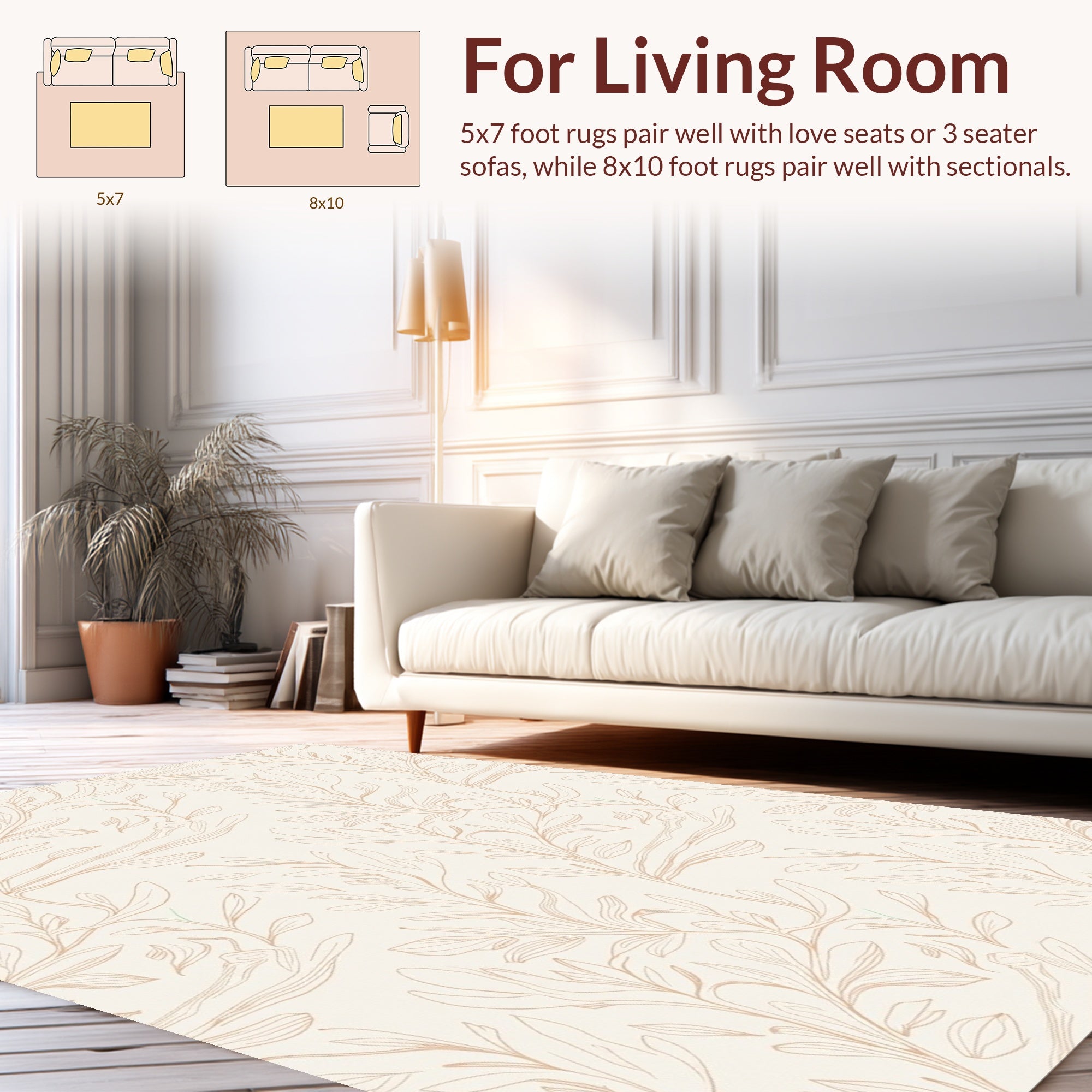 Delicate Botanical Outline Cream Rug