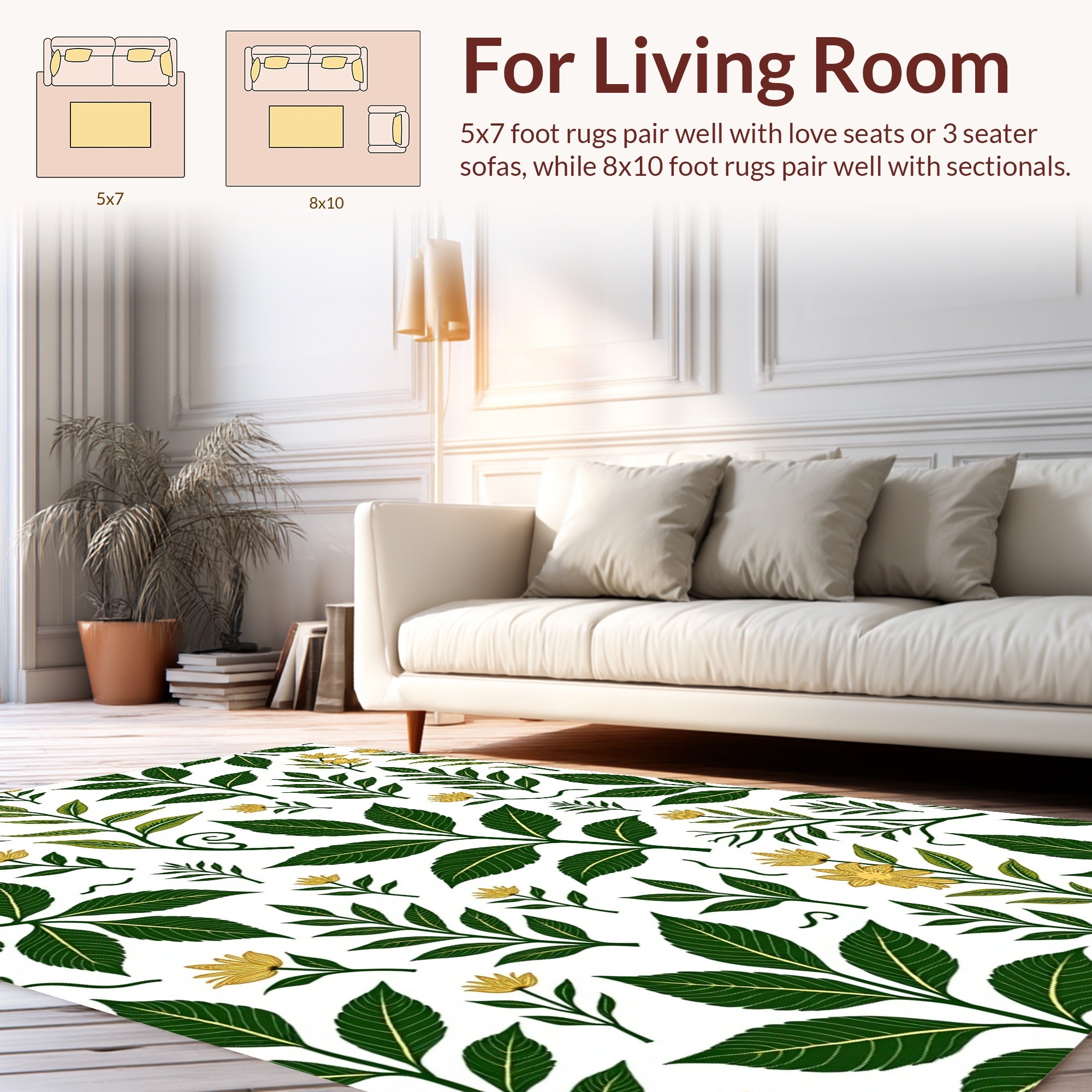 Chic Botanical Floral Pattern Rug