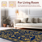 Classic Blue Yellow Elaborate Floral Rug