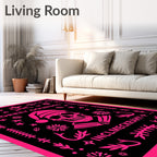 Bright Pink Skull Festive Border Rug