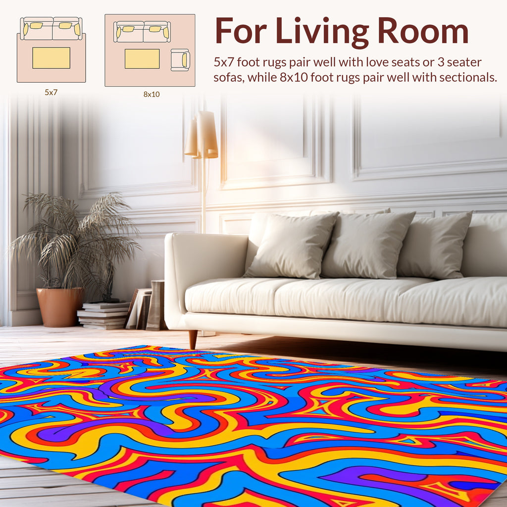 Vibrant Psychedelic Swirls Pattern Rug