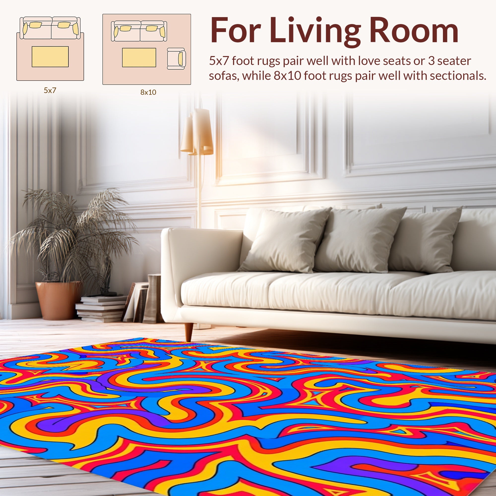 Vibrant Psychedelic Swirls Pattern Rug