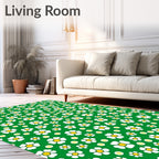 Whimsical White Daisy Meadow Rug