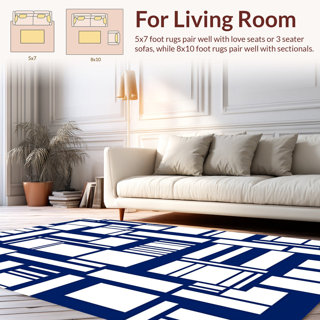 Geometric Rectangles Modern Design Rug