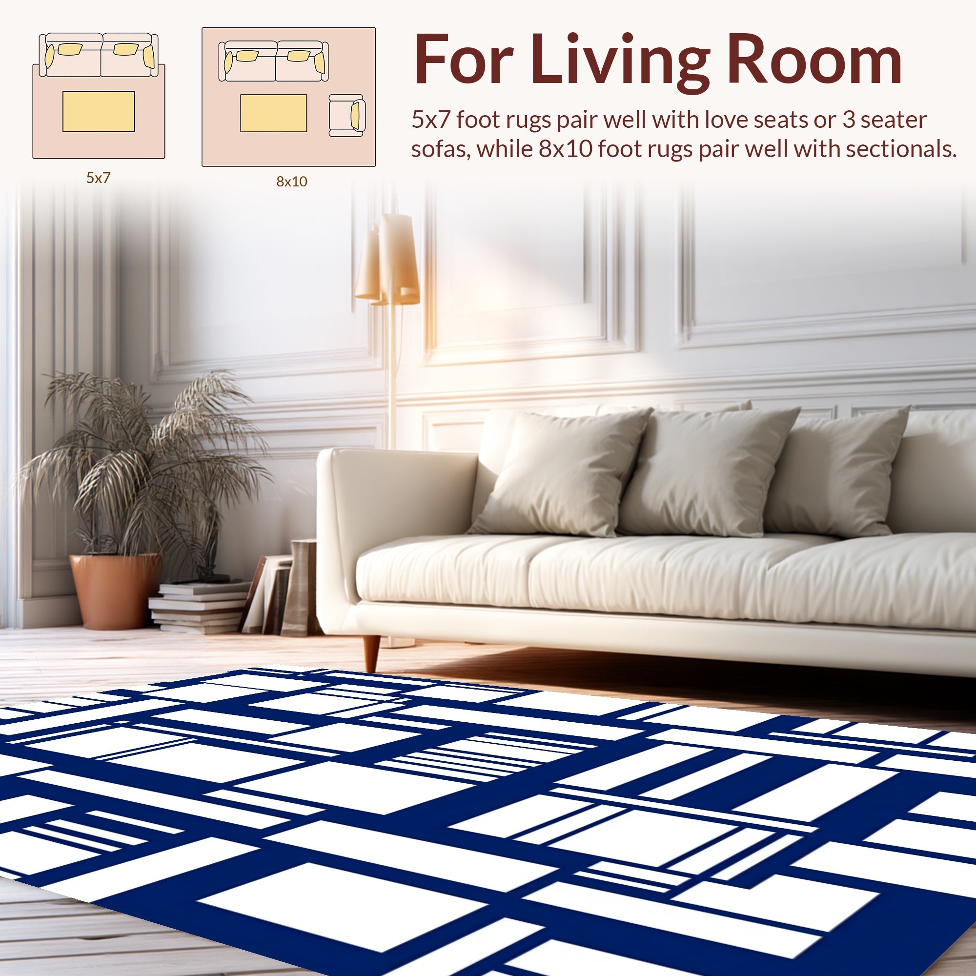 Geometric Rectangles Modern Design Rug
