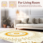 Golden Sunburst Mandala Design Rug