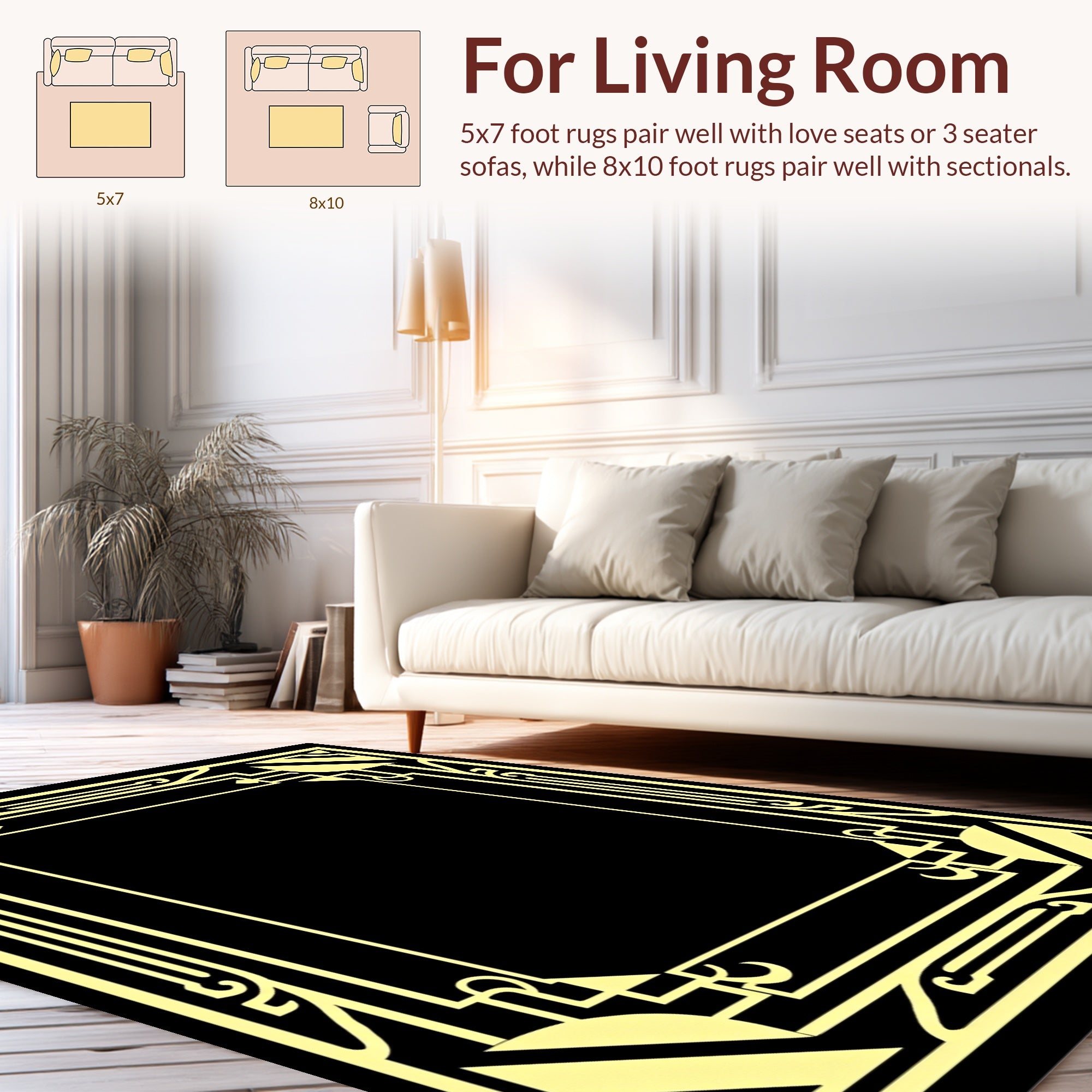 Geometric Art Deco Style Frame Pattern Rug