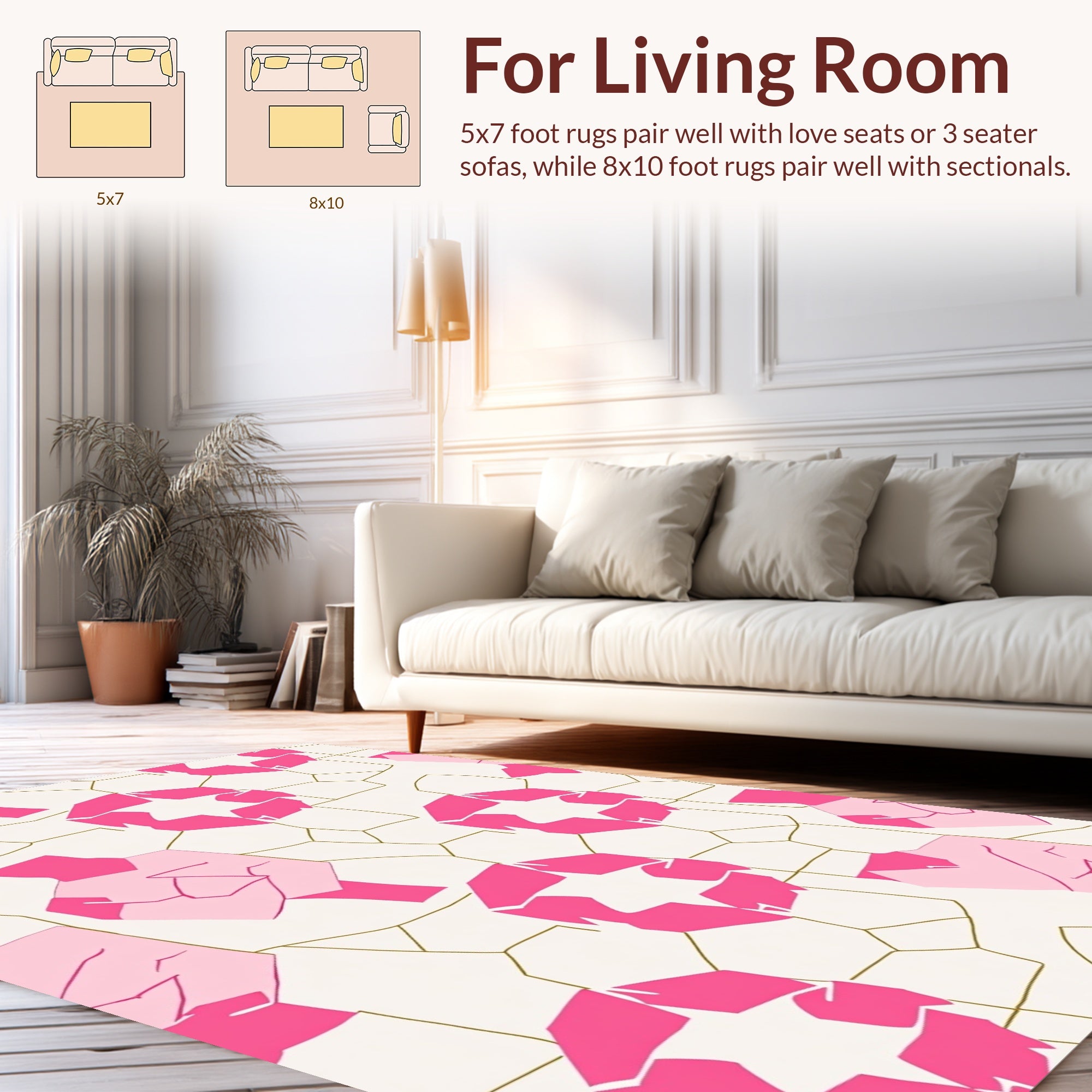 Modern Pink Geometric Star Burst Rug
