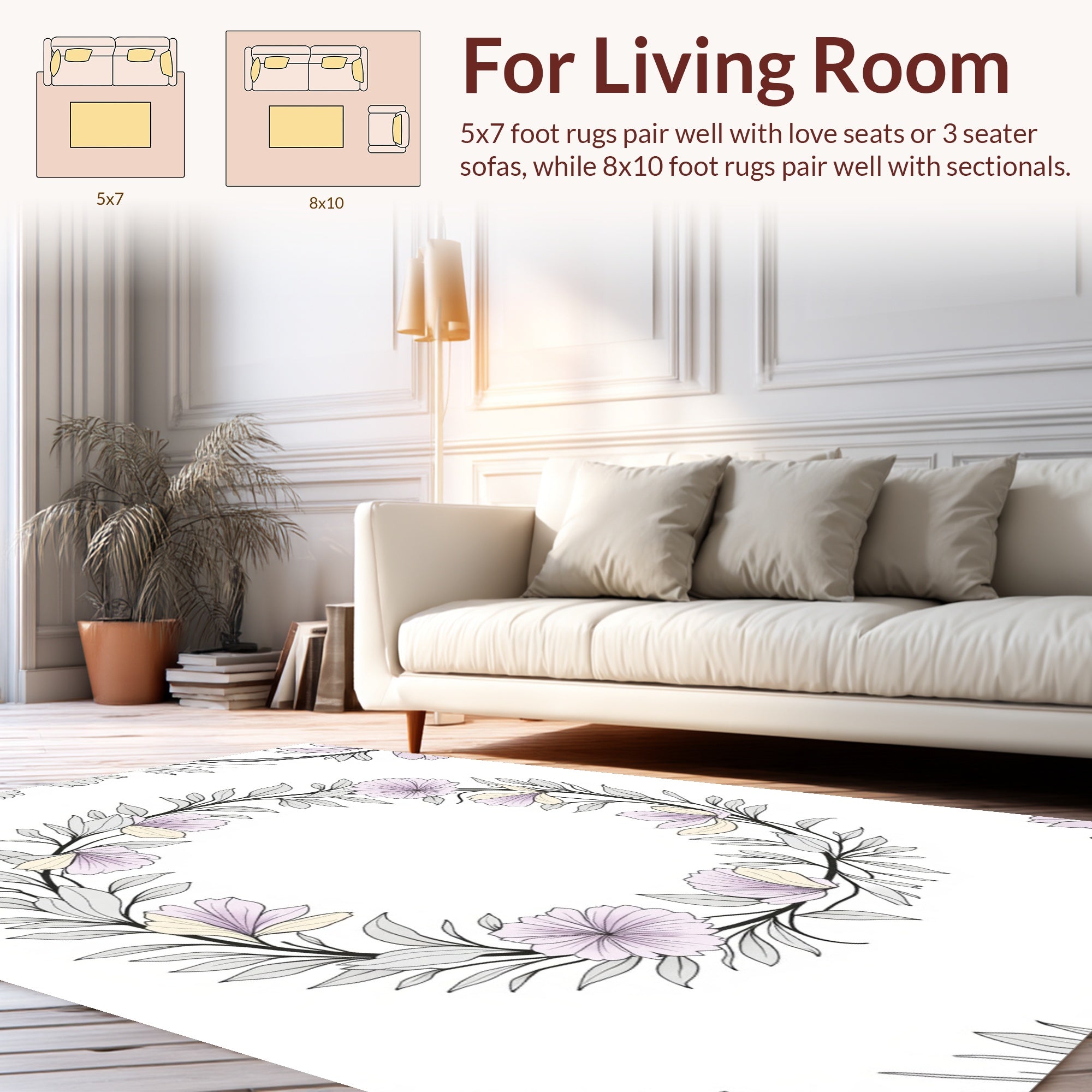 Delicate Floral Wreath Design Rug
