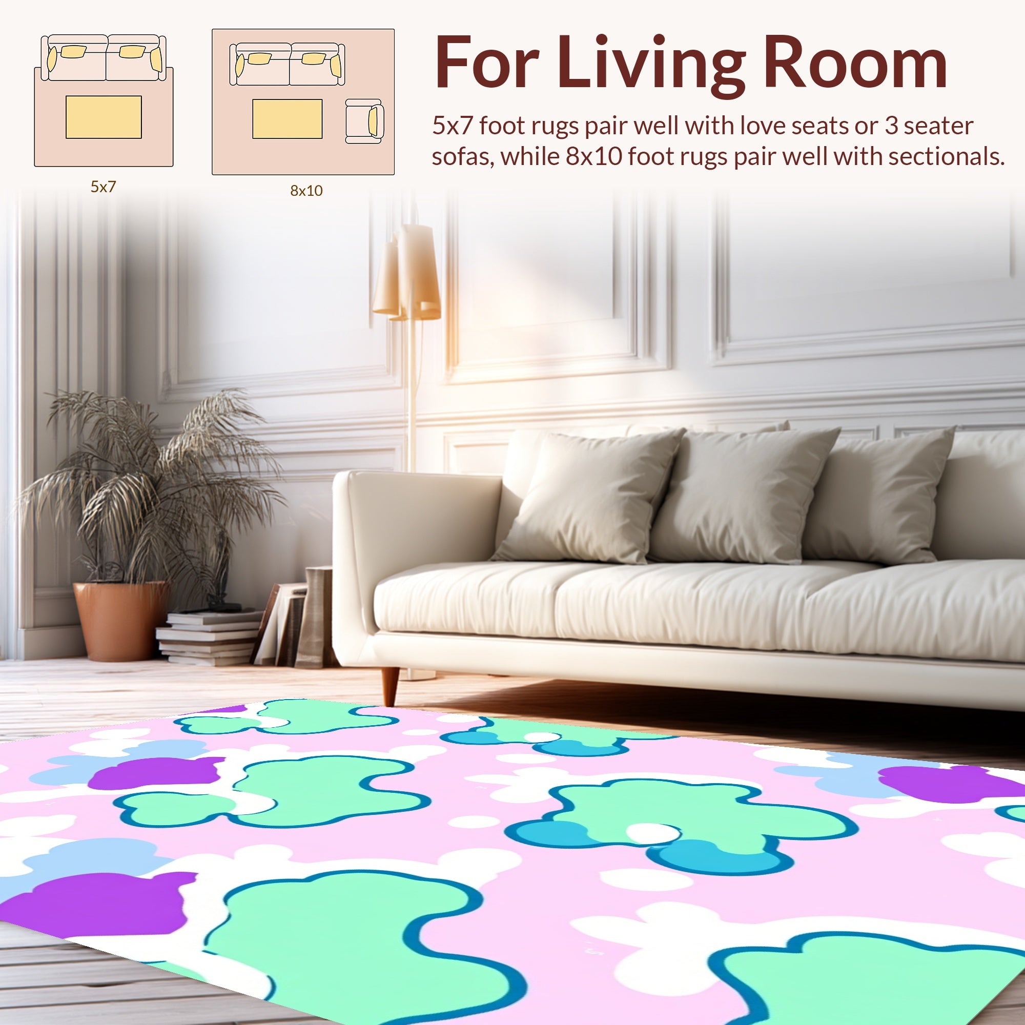 Pastel Abstract Blob Design Rug