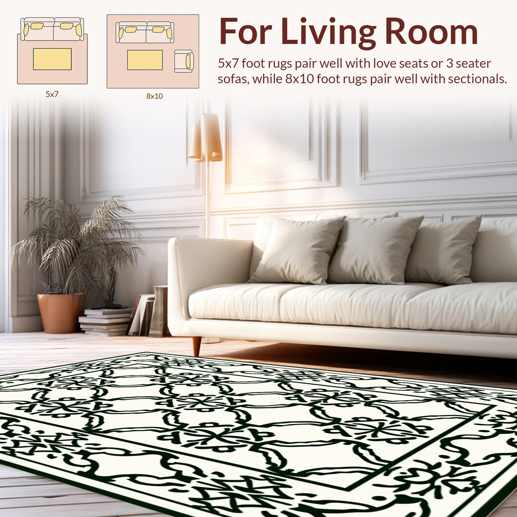 Classic Intricate Filigree Border Rug