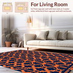 Abstract Orange Navy Geometric Pattern Rug