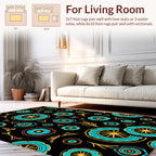 Turquoise Floral Pattern Design Rug