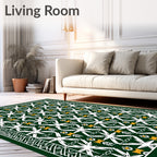 Emerald White Star Geometric Border Rug