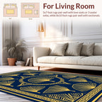 Navy Gold Fan Pattern Decor Rug
