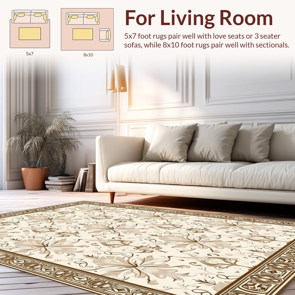 Ornate Floral Damask Pattern Rug