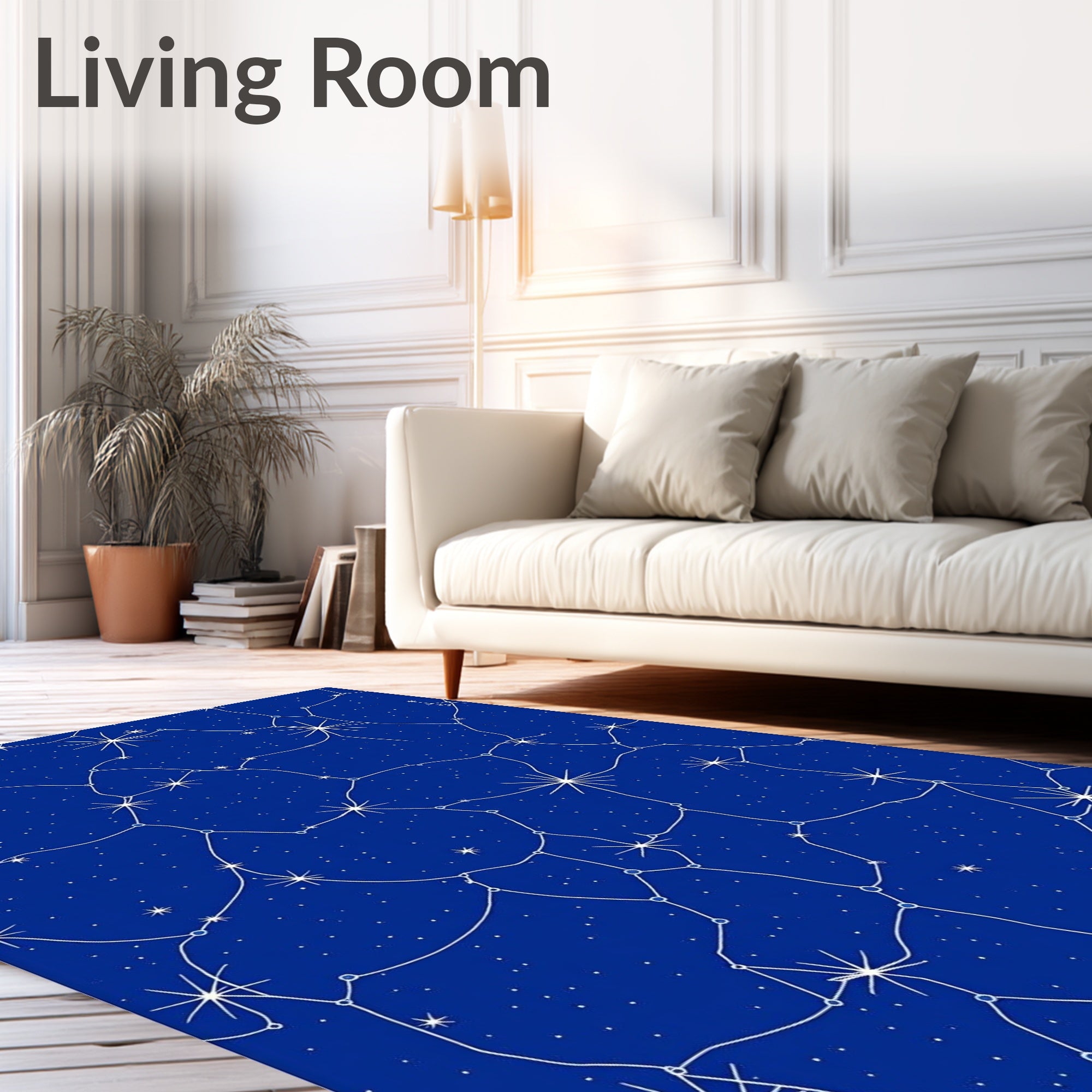 Midnight Blue Constellation Starry Rug