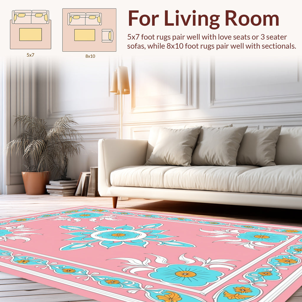 Floral medallion and border design Rug