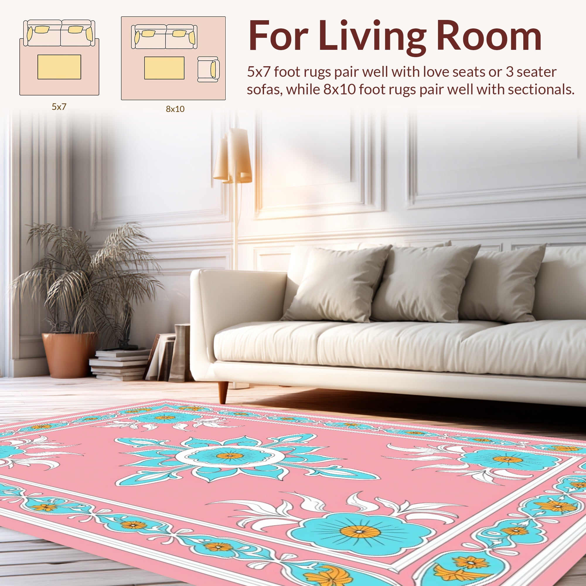 Floral medallion and border design Rug