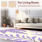 Purple Botanical Leaf Pattern Rug
