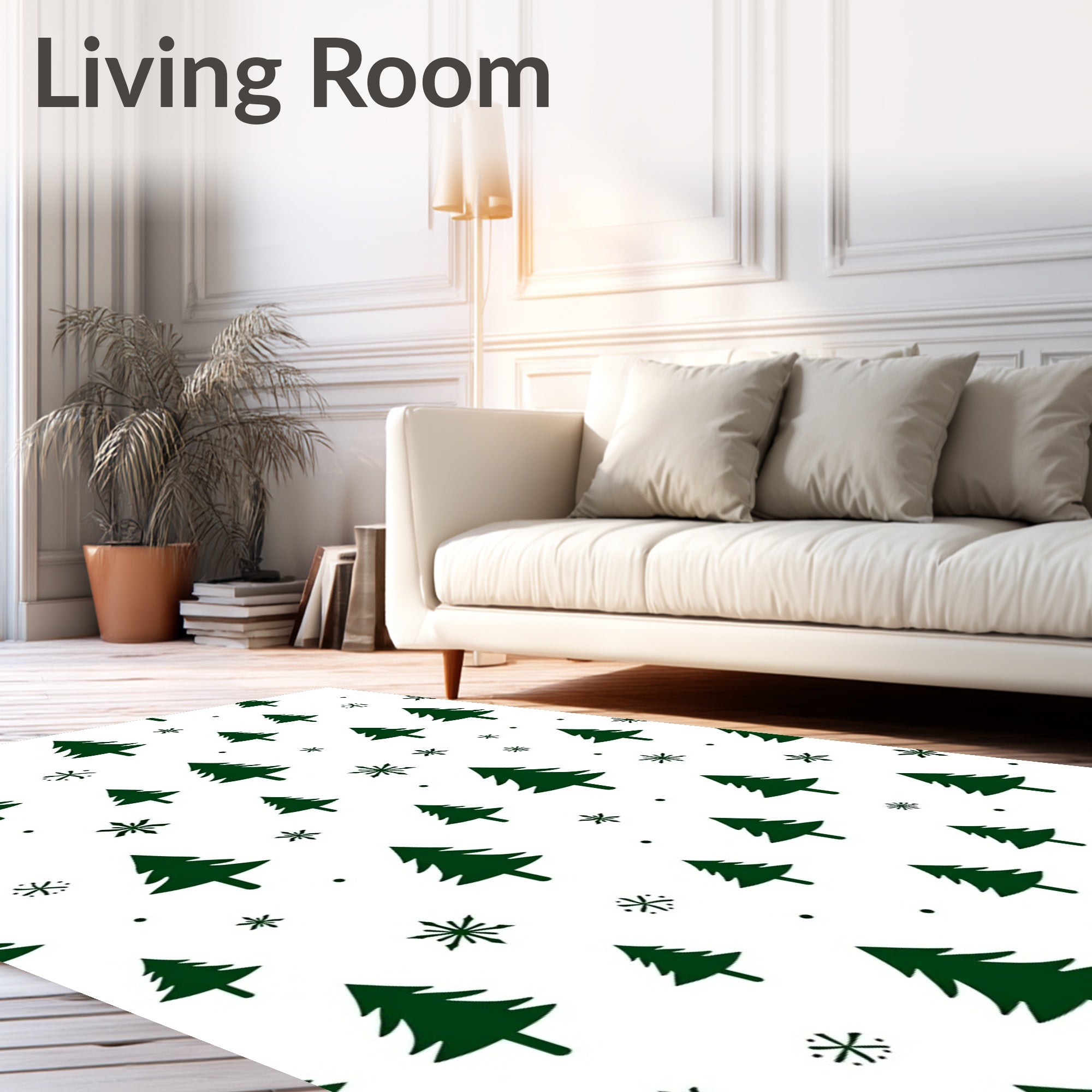 Evergreen Forest Snowflake Collage Rug