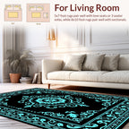 Intricate Turquoise Floral Medallion Pattern Rug