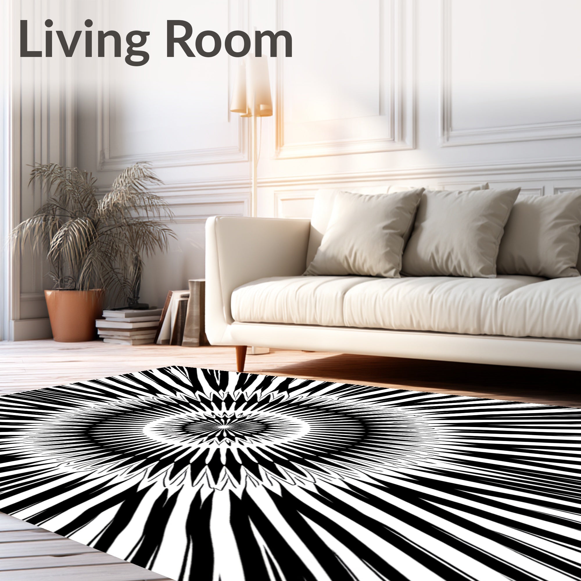 Radiating Starburst Geometric Stripe Rug