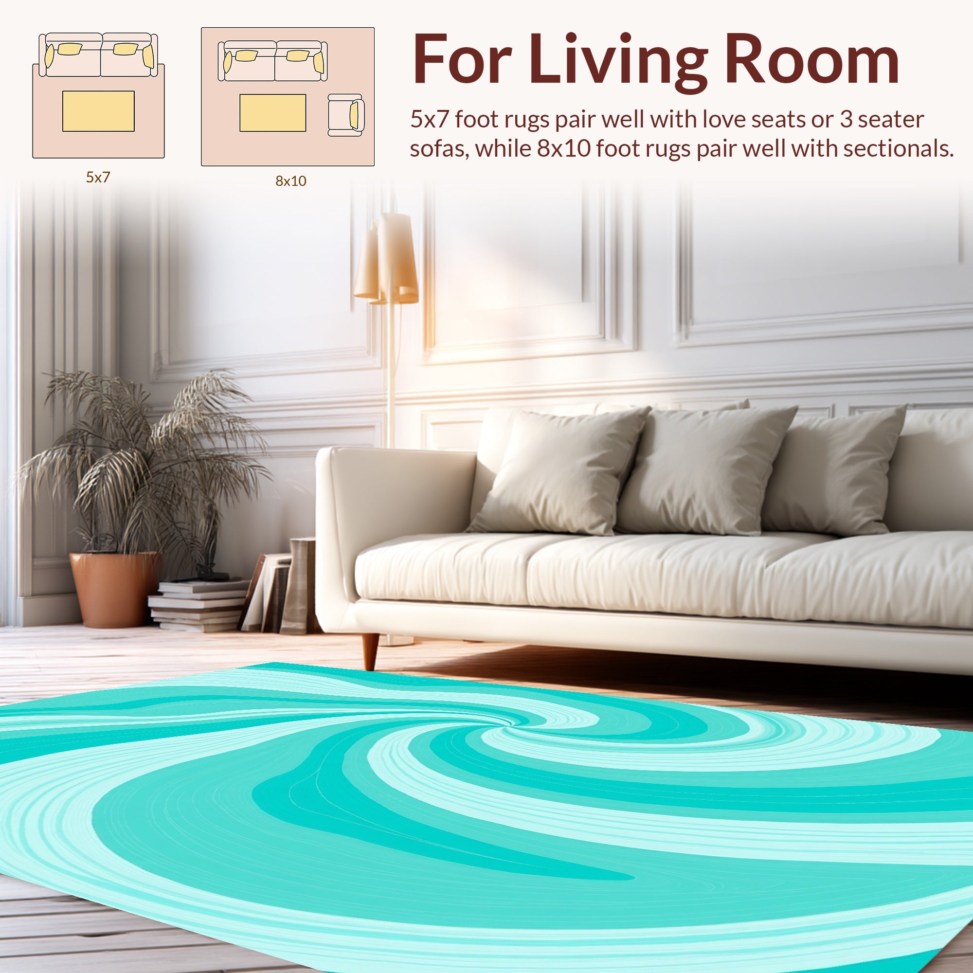 Aqua Swirl Pattern Rug