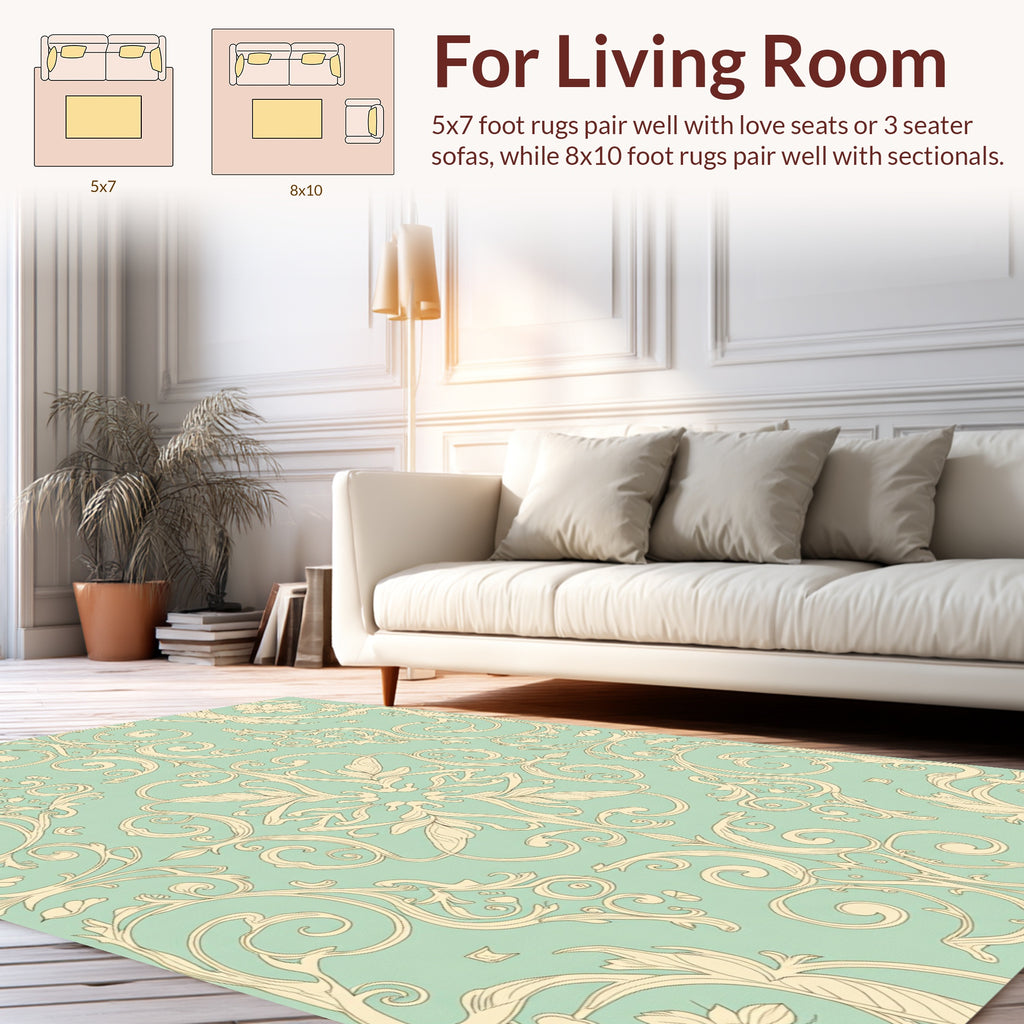 Elegant Cream Swirl Floral Pattern Rug