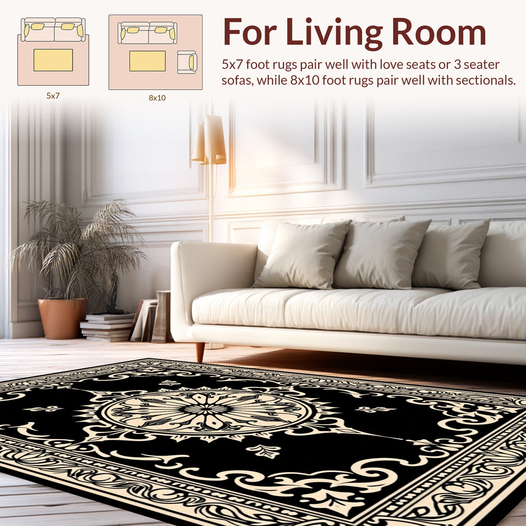 Ornate Floral Geometric Medallion Design Rug