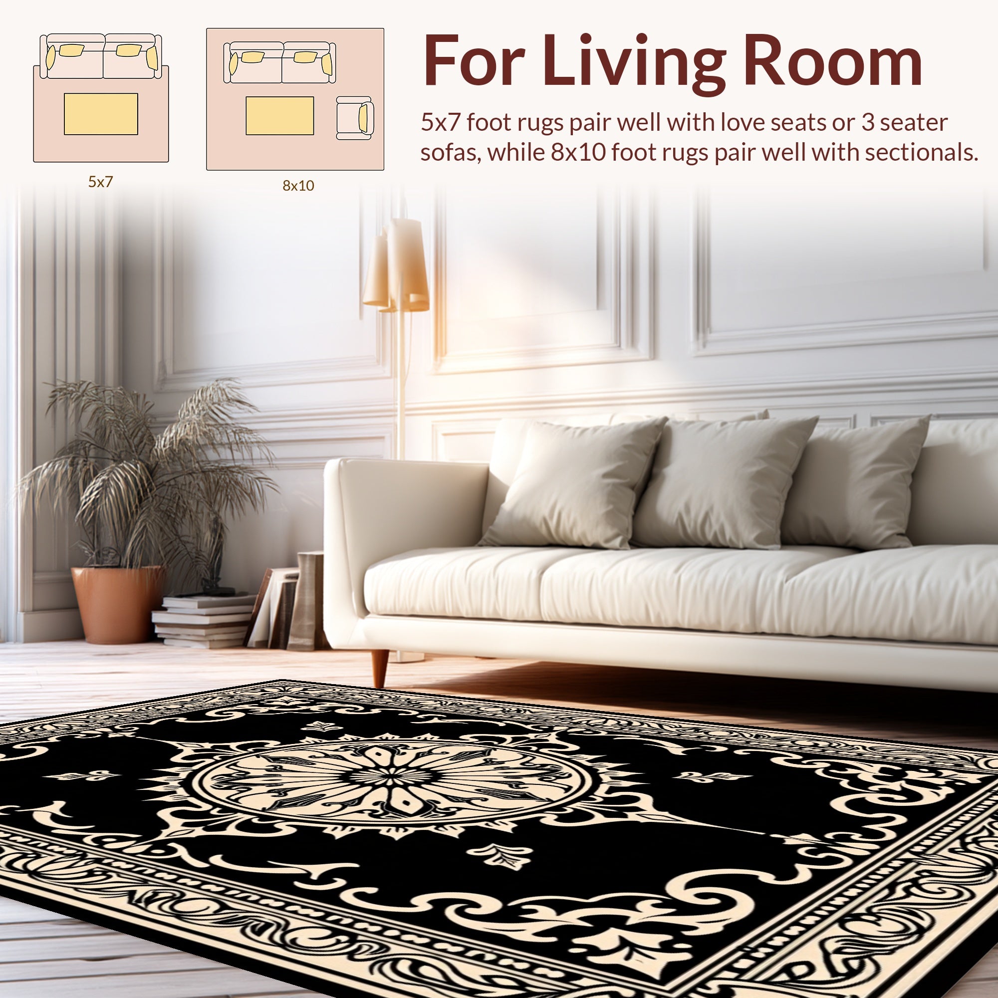 Ornate Floral Geometric Medallion Design Rug