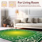 Green White Elegant Scrollwork Pattern Rug