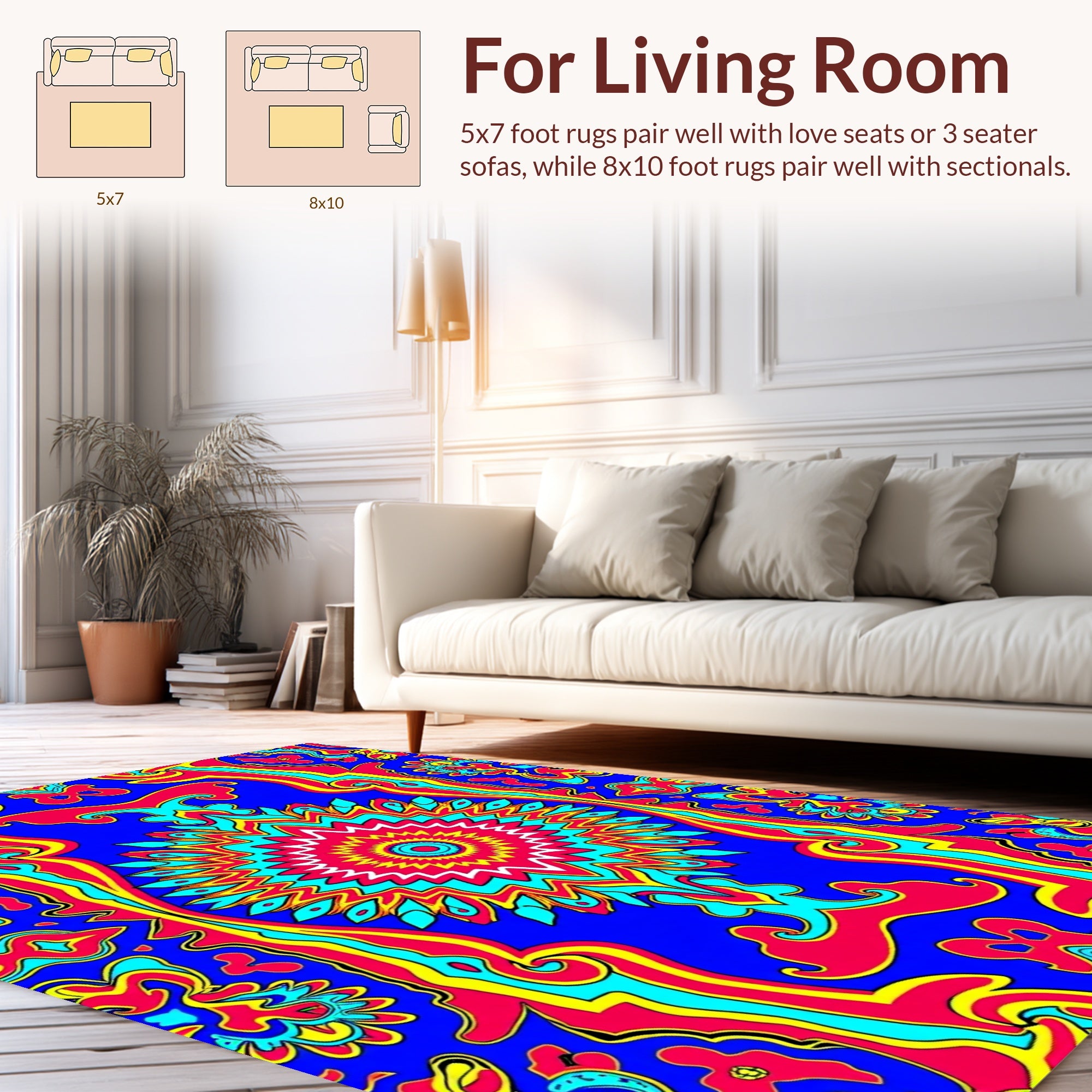Vibrant Psychedelic Mandala Pattern Rug