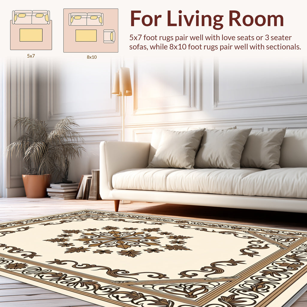 Detailed Floral Inlay Pattern Rug