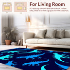 Dinosaur Pattern Blue Gradient Rug